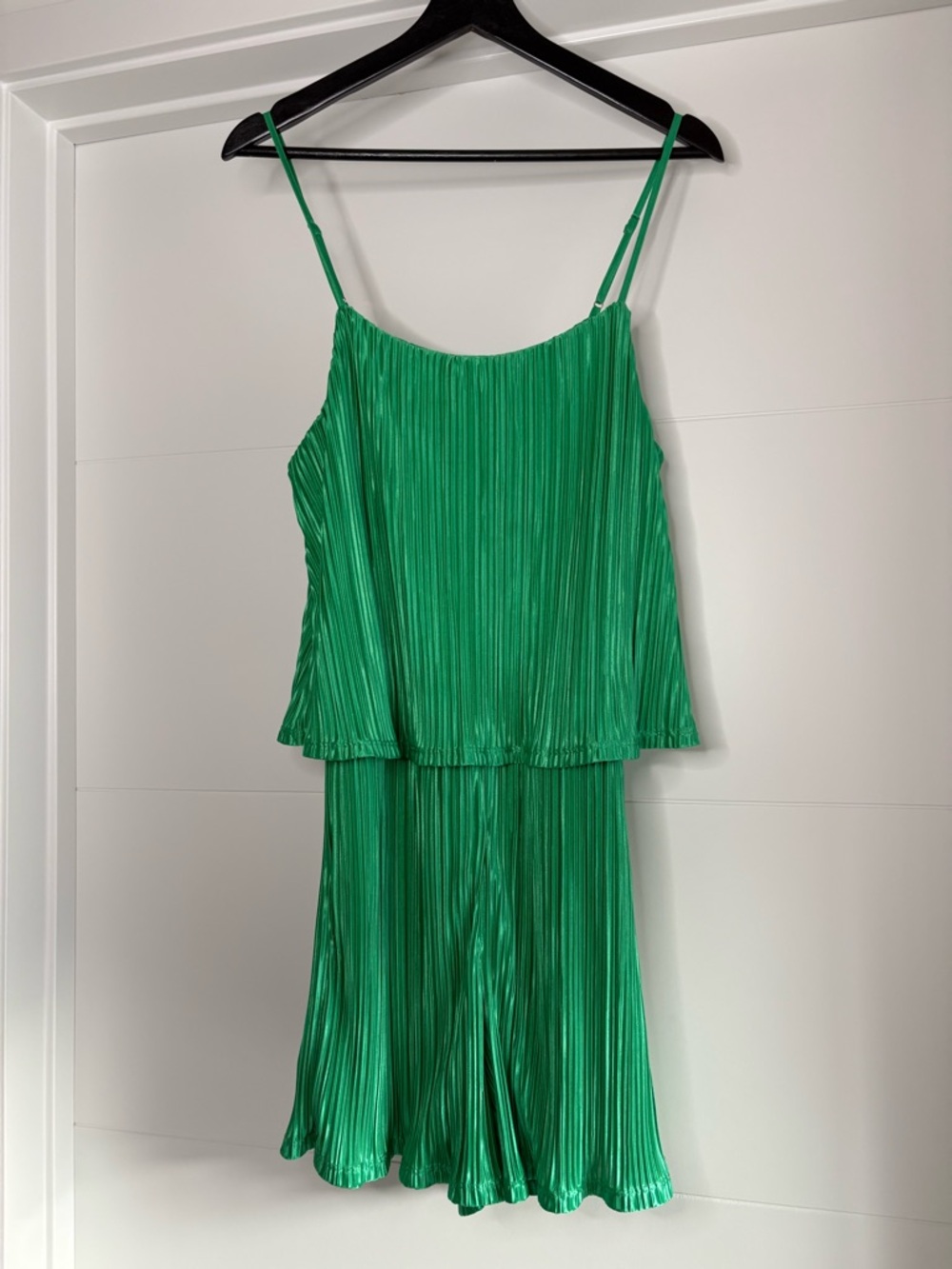Ces Femme Emerald Green Pleated Romper Like New
